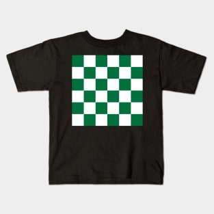 Green and white checkerboard print Kids T-Shirt